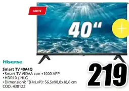 MediaWorld Hisense Smart TV 40A4Q offerta