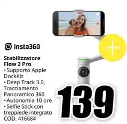 MediaWorld Insta360 Stabilizzatore Flow 2 Pro offerta