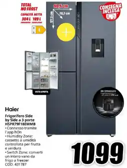 MediaWorld Haier Frigorifero Side by Side a 3 porte HSPR79F18EWMB offerta
