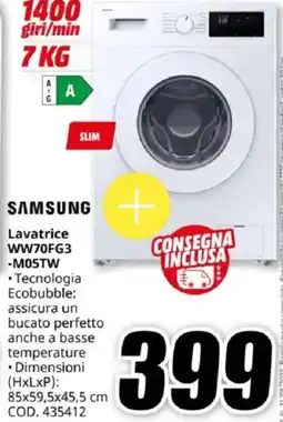 MediaWorld SAMSUNG Lavatrice WW70FG3 -M05TW offerta