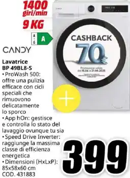 MediaWorld CANDY Lavatrice BP 49BL8-S offerta