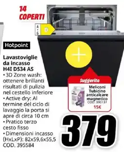 MediaWorld Hotpoint Lavastoviglie da incasso H4I D534 AS offerta