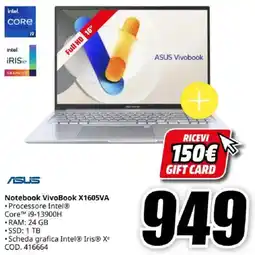 MediaWorld ASUS Notebook VivoBook X1605VA offerta