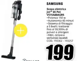 MediaWorld SAMSUNG Scopa elettrica Jet 65 Pet VS15A60AGR5 offerta