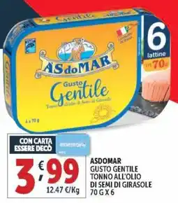 Deco Supermercati Asdomar gusto gentile tonno all'olio di semi di girasole offerta