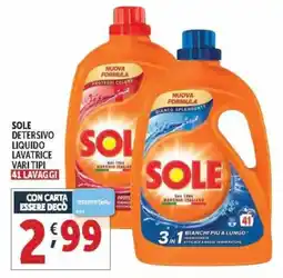 Deco Supermercati Sole detersivo liquido lavatrice vari tipi offerta