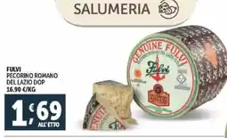 Deco Supermercati Fulvi pecorino romano del lazio DOP offerta