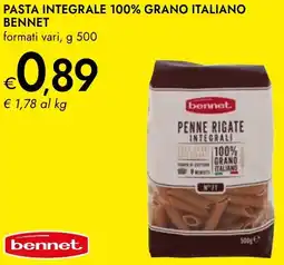 Bennet Pasta integrale 100% grano italiano BENNET offerta