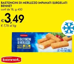 Bennet Bastoncini di merluzzo impanati surgelati BENNET offerta