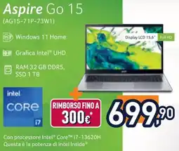Unieuro acer Aspire Go 15 offerta