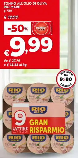 Bennet Tonno all'olio di oliva RIO MARE offerta