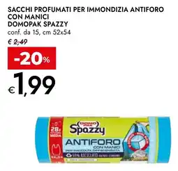 Bennet Sacchi profumati per immondizia antiforo con manici DOMOPAK SPAZZY offerta