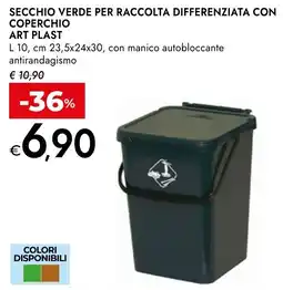 Bennet Secchio verde per raccolta differenziata con coperchio ART PLAST offerta