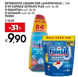 Bennet Detergente liquido per lavastoviglie o in capsule ultimate plus o quantum o ultimate FINISH offerta
