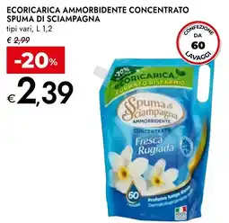 Bennet Ecoricarica ammorbidente concentrato SPUMA DI SCIAMPAGNA offerta