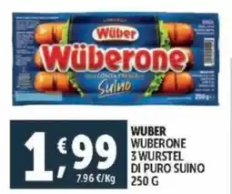 Deco Supermercati Wuber wuberone 3 wurstel di puro suino offerta
