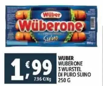 Deco Supermercati Wuber wuberone 3 wurstel di puro suino offerta