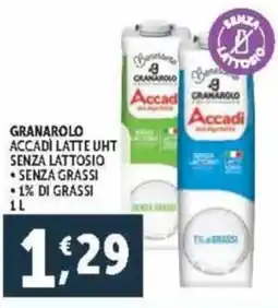 Deco Supermercati Granarolo accadì latte UHT senza lattosio offerta