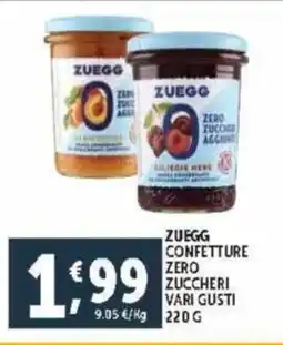 Deco Supermercati Zuegg confetture zero zuccheri vari gusti offerta