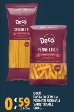 Deco Supermercati Decò pasta di semola formati normali varie trafile offerta