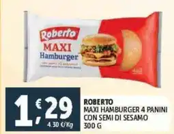 Deco Supermercati Roberto maxi hamburger 4 panini con semi di sesamo offerta