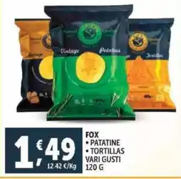 Deco Supermercati Fox patatine tortillas vari gusti offerta