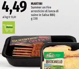Famila Market MARTINI Summer on Fire arrosticini di lonza di suino in Salsa BBQ offerta