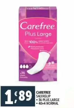 Deco Supermercati Carefree salvaslip 36 plus large 40+4 normal offerta