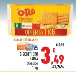 Conad BISCOTTI ORO SAIWA classico 1 kg offerta