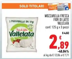 Conad Mozzarella Fresca Fior di Latte Vallelata offerta