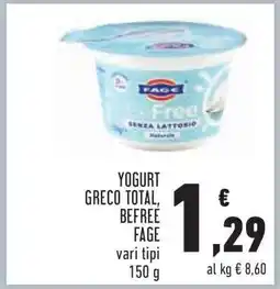 Conad Yogurt Greco Total, Befree Fage offerta