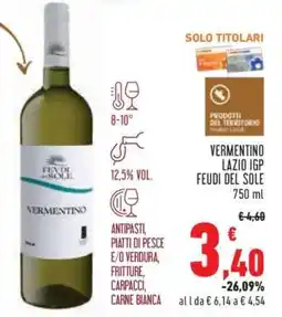 Conad VERMENTINO LAZIO IGP FEUDI DEL SOLE 750 ml offerta