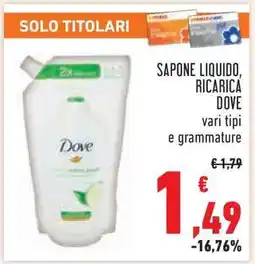 Conad SAPONE LIQUIDO, RICARICA DOVE offerta