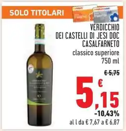 Conad Verdicchio dei Castelli di Jesi DOC CasalFarneto offerta