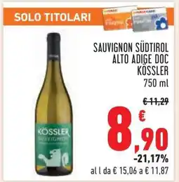 Conad SAUVIGNON SÜDTIROL ALTO ADIGE DOC KÖSSLER 750 ml offerta