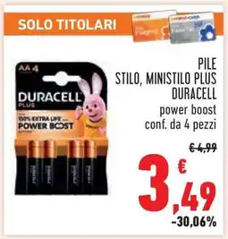 Conad PILE STILO, MINISTILO PLUS DURACELL offerta