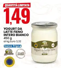 Eurospin Yogurt da latte fieno intero bianco Alpenspitz offerta