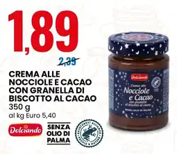 Eurospin Crema alle nocciole e cacao con granella di biscotto al cacao Dolciando offerta