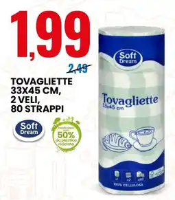 Eurospin Tovagliette 33x45 cm, 2 veli, 80 strappi Soft Dream offerta