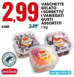 Eurospin Vaschette gelato sorbetti/ i variegati gusti assortiti Dolciando offerta