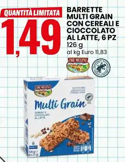 Eurospin Barrette multi grain con cereali e cioccolato al latte, 6 pz TRE MULINI offerta