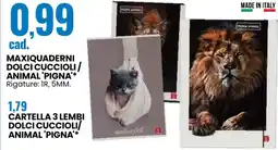 Eurospin Cartella 3 lembi dolci cuccioli/ animal PIGNA offerta