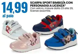 Eurospin Scarpa sport bimbo/a con personaggi a licenza offerta