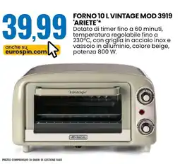 Eurospin Forno vintage MOD 3919 'ARIETE' offerta
