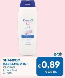 MD Discount Shampoo balsamo 2 in 1 CLIOSAN latte e fiori offerta