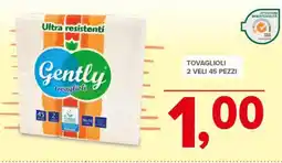 Todis Tovaglioli 2 veli 45 pezzi Gently offerta