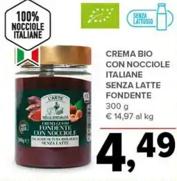 Todis Crema bio con nocciole italiane senza latte fondente offerta