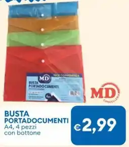 MD Discount Busta portadocumenti A4, 4 pezzi con bottone offerta