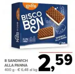 Todis Loving 8 sandwich alla panna offerta