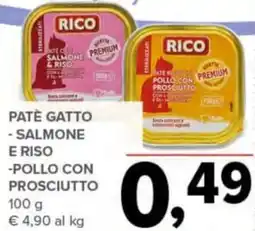 Todis RICO Patè gatto - salmone e riso -pollo con prosciutto offerta
